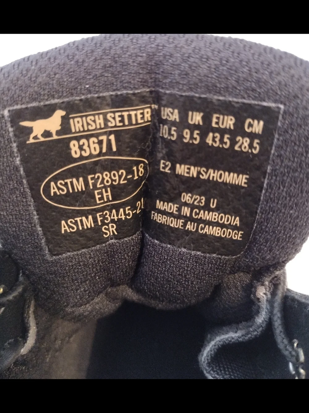 Irish Setter Men’s Black Waterproof Work Boots